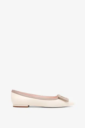 Gommettine white leather ballerinas
