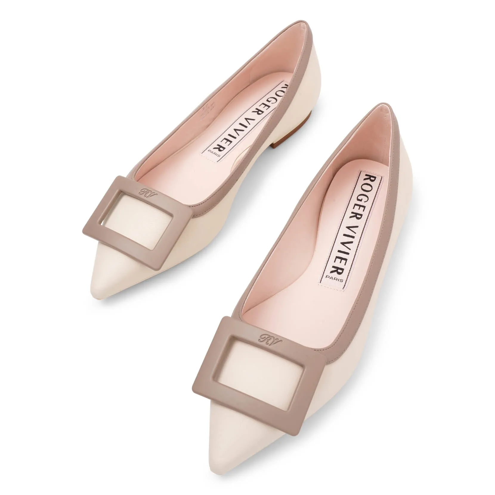 Gommettine white leather ballerinas