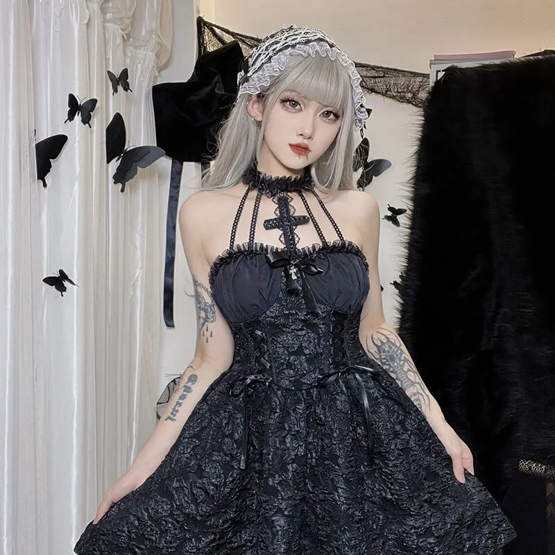 Gothic Lace Halter Lolita Dress