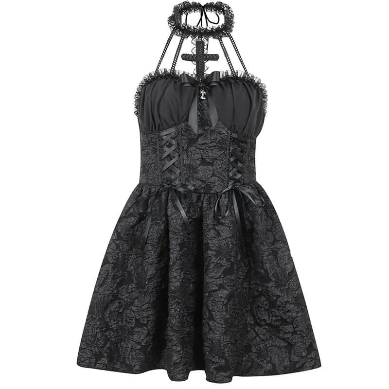 Gothic Lace Halter Lolita Dress