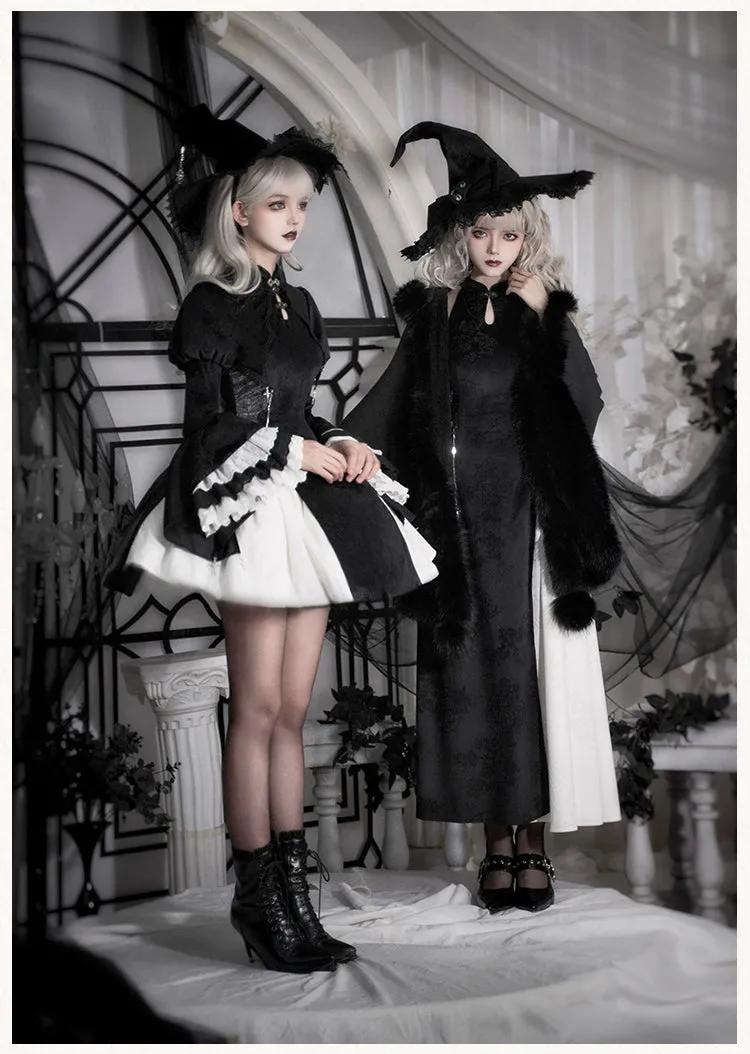 Gothic Lolita Cape Vibrant Hooded Coat Winter Fleece Cloak