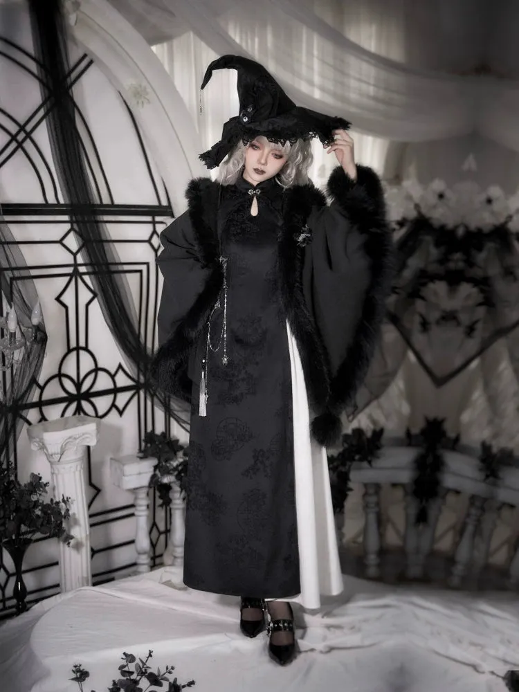 Gothic Lolita Cape Vibrant Hooded Coat Winter Fleece Cloak