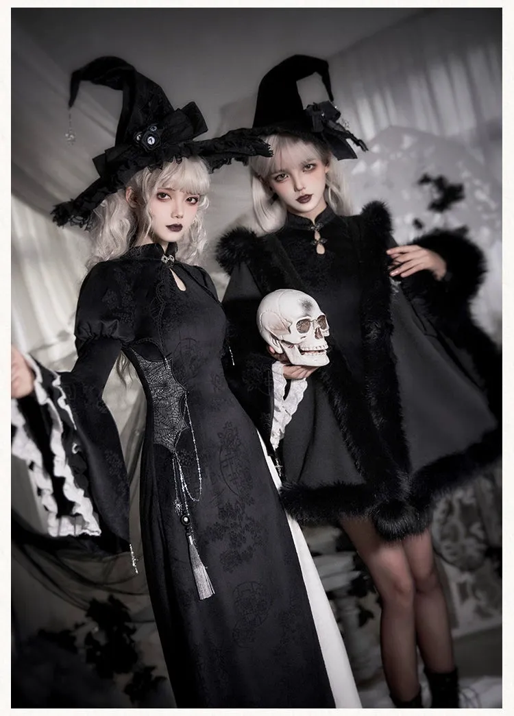 Gothic Lolita Cape Vibrant Hooded Coat Winter Fleece Cloak