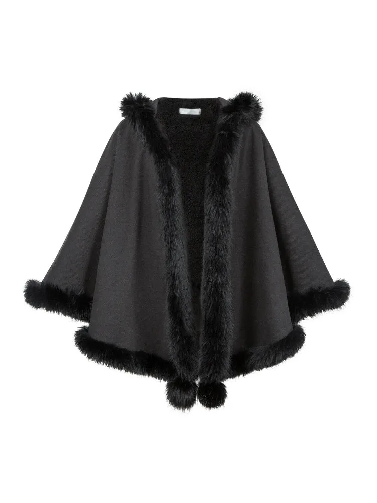 Gothic Lolita Cape Vibrant Hooded Coat Winter Fleece Cloak