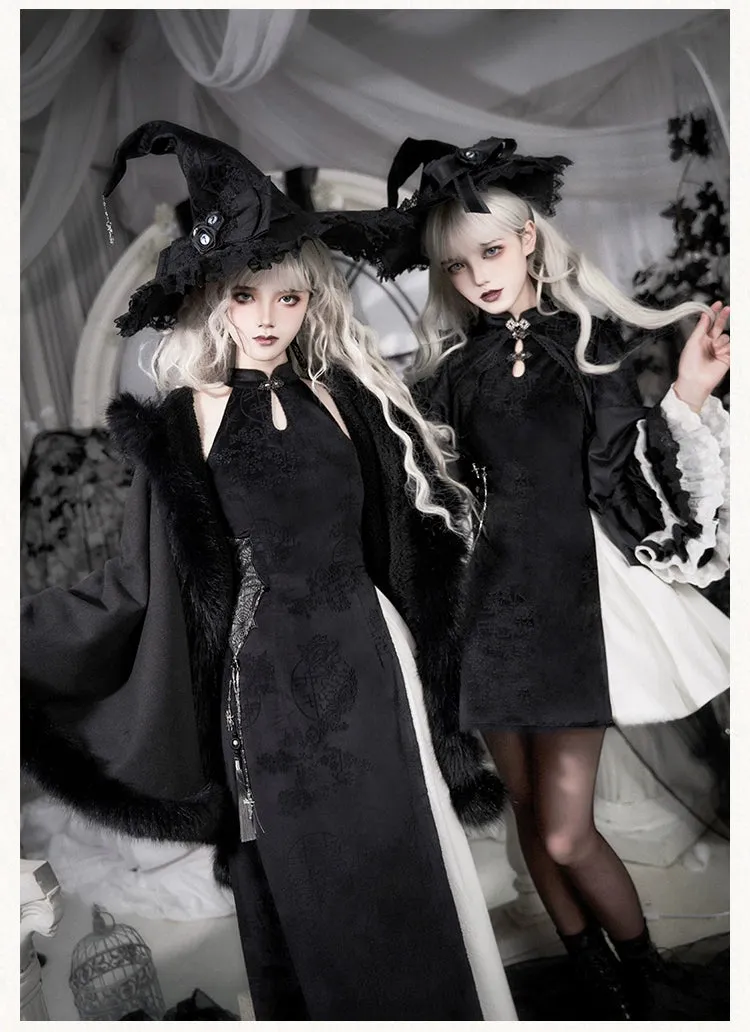 Gothic Lolita Cape Vibrant Hooded Coat Winter Fleece Cloak