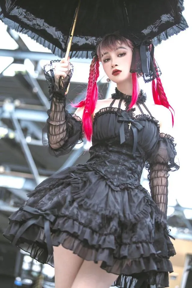 Gothic Lolita Dress Cross-Hime Halterneck Lolita Jumper Dress