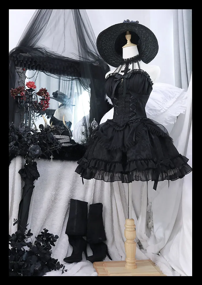 Gothic Lolita Dress Cross-Hime Halterneck Lolita Jumper Dress