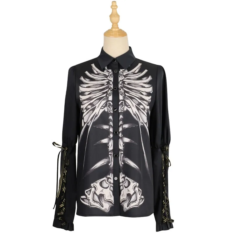 Gothic Lolita Dress Set Black White Lolita Blouse Dress Set