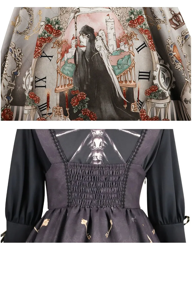 Gothic Lolita Dress Set Black White Lolita Blouse Dress Set
