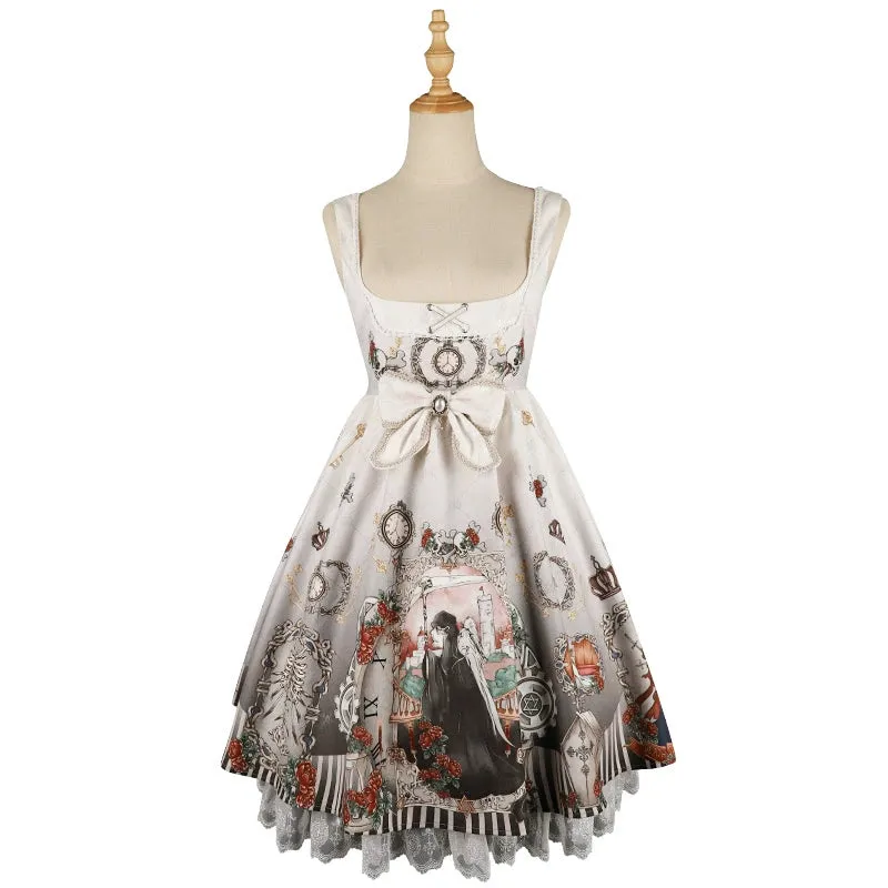 Gothic Lolita Dress Set Black White Lolita Blouse Dress Set