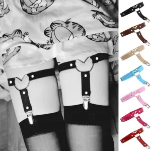 Gothic Pastel Lolita Heart Leather Garter