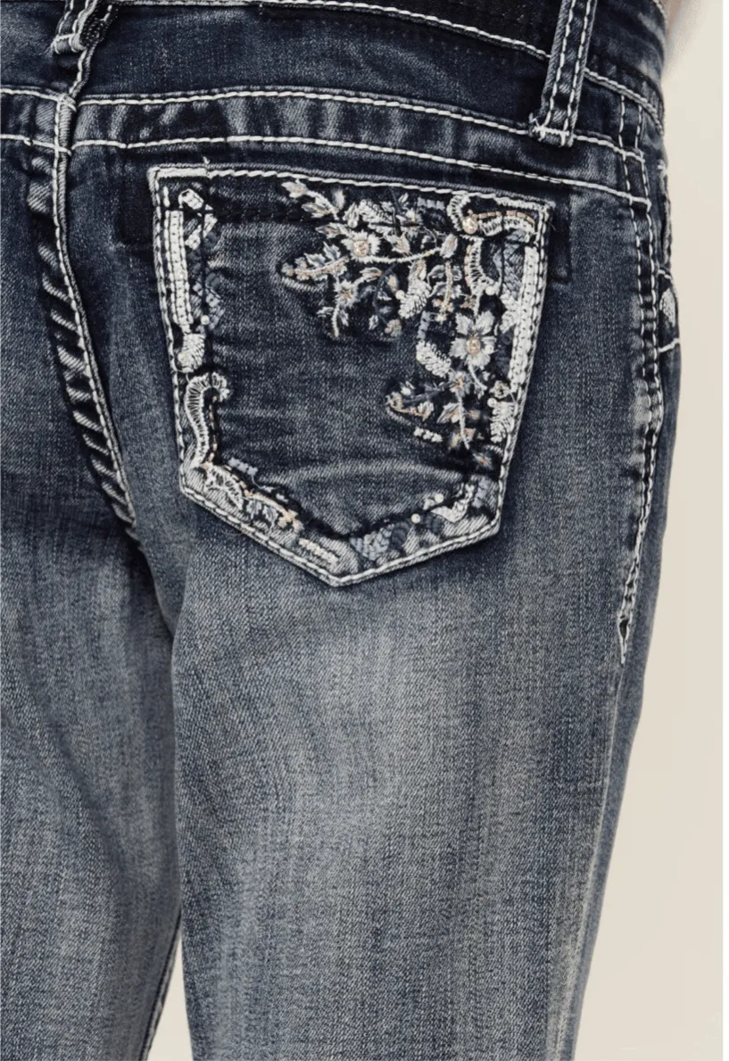 Grace in LA Girl’s Flower Bootcut Jeans TBS465 GBS465