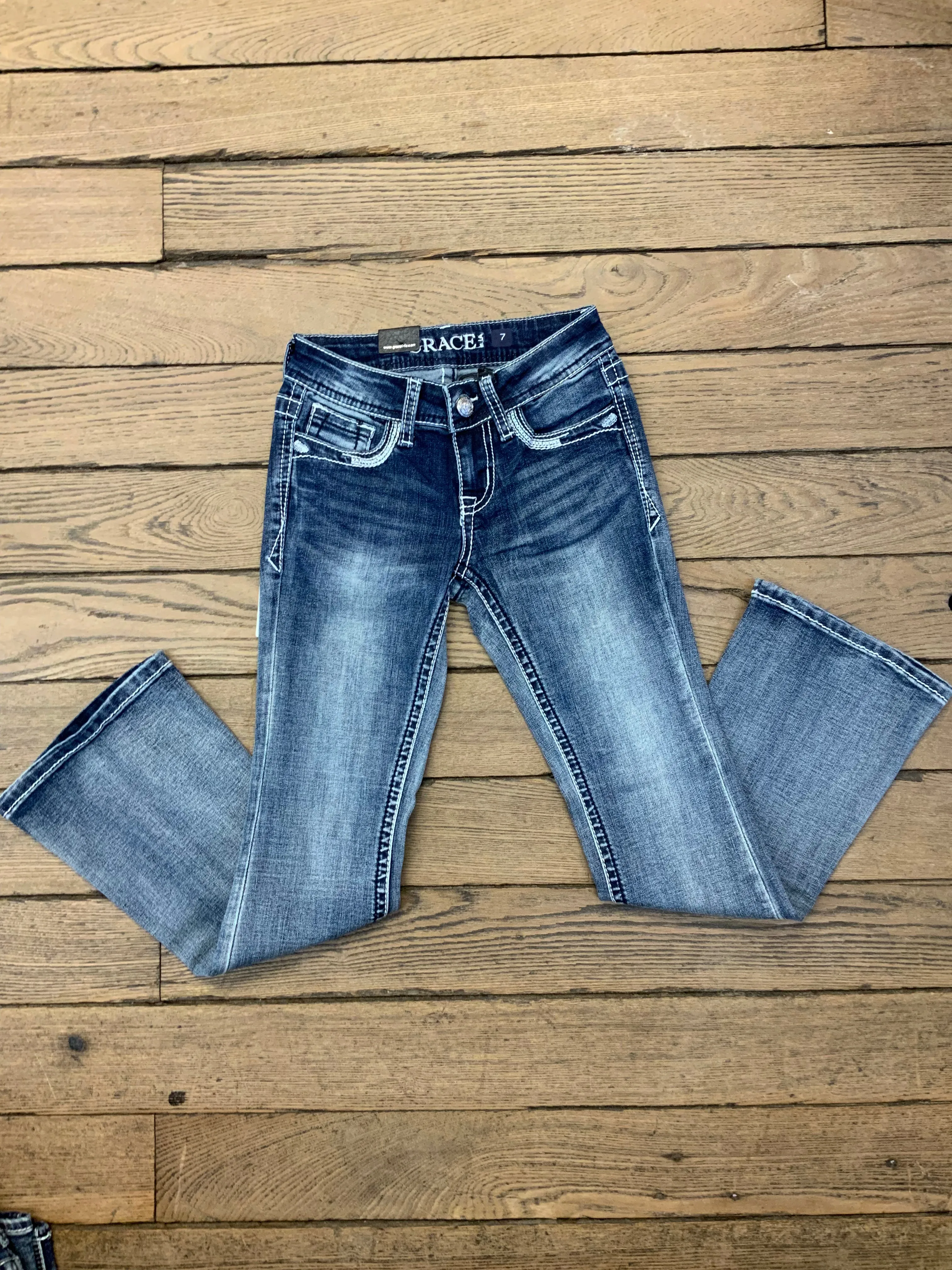 Grace in LA Girl’s Flower Bootcut Jeans TBS465 GBS465
