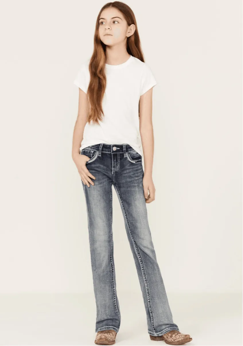 Grace in LA Girl’s Flower Bootcut Jeans TBS465 GBS465