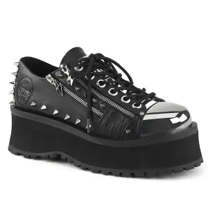 GRAVEDIGGER-04 DemoniaCult Black Vegan Leather Sexy Unisex Platform Shoes & Boots (Alternative Footwear)