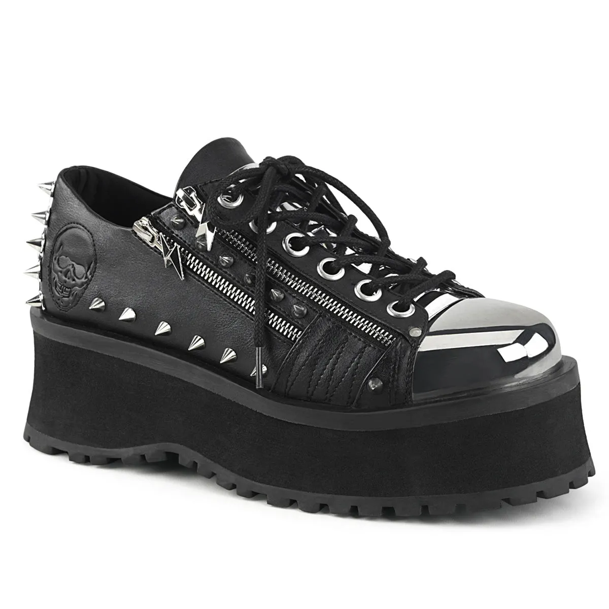 GRAVEDIGGER-04 DemoniaCult Black Vegan Leather Sexy Unisex Platform Shoes & Boots (Alternative Footwear)