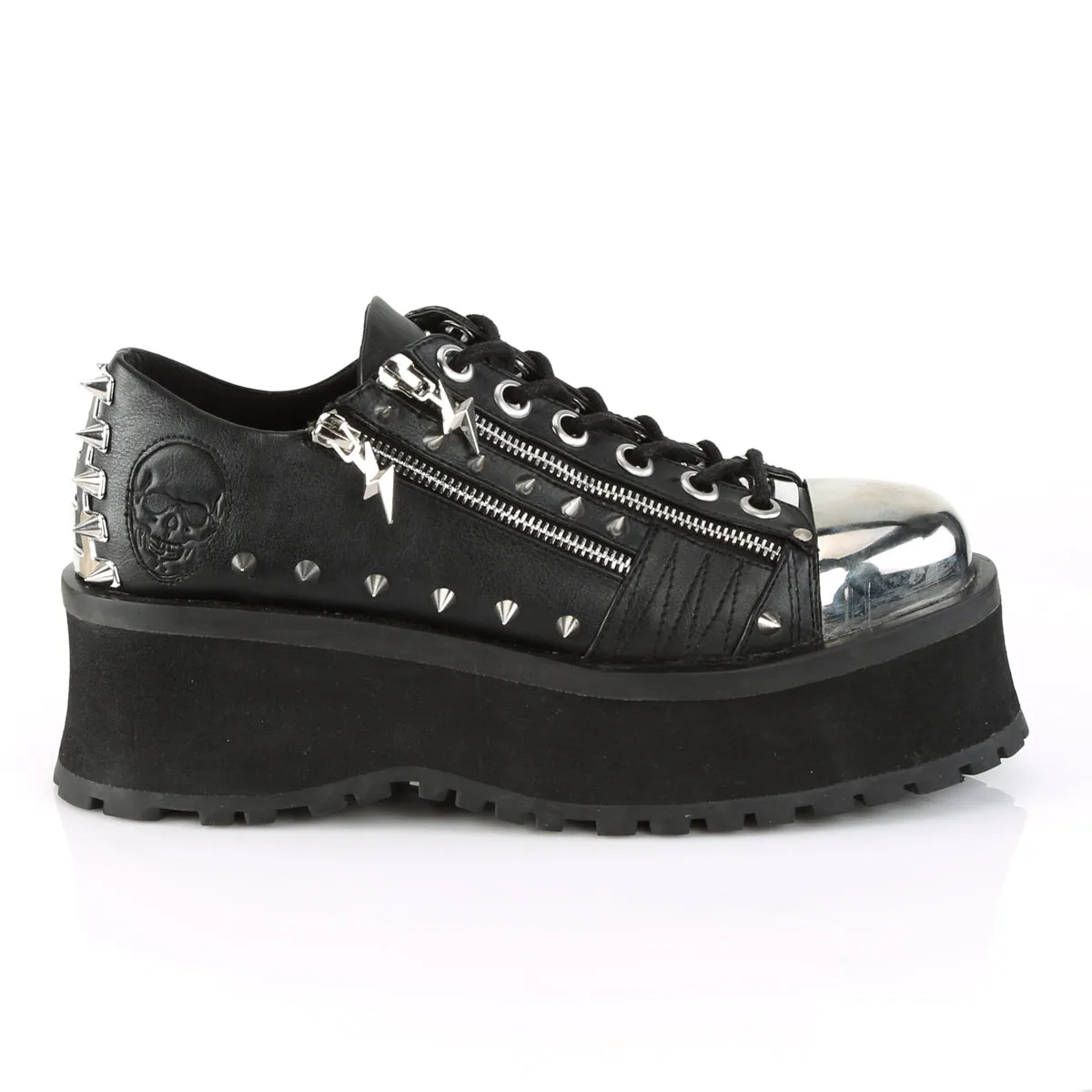GRAVEDIGGER-04 DemoniaCult Black Vegan Leather Sexy Unisex Platform Shoes & Boots (Alternative Footwear)