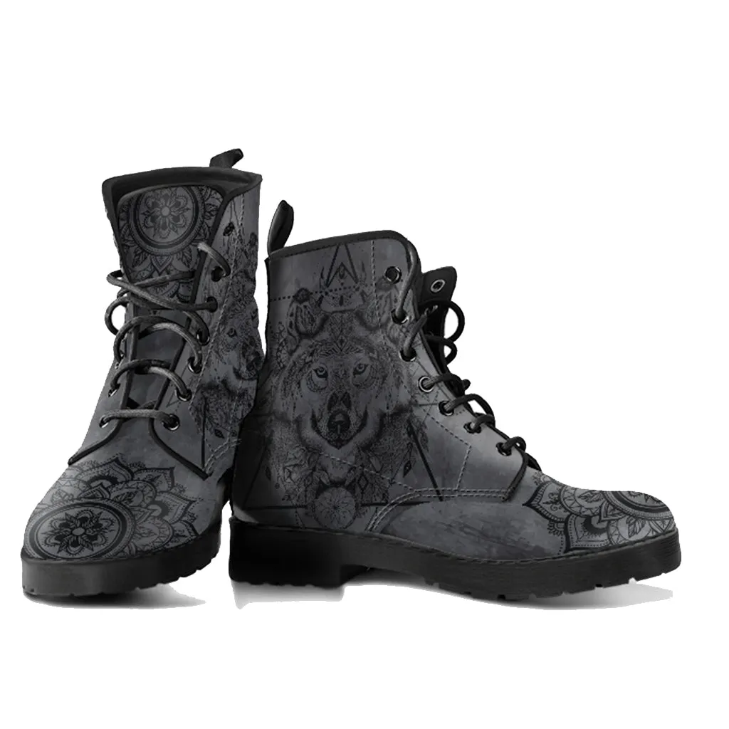 Gray Wolf Handcrafted Women's Vegan Leather Combat Boots