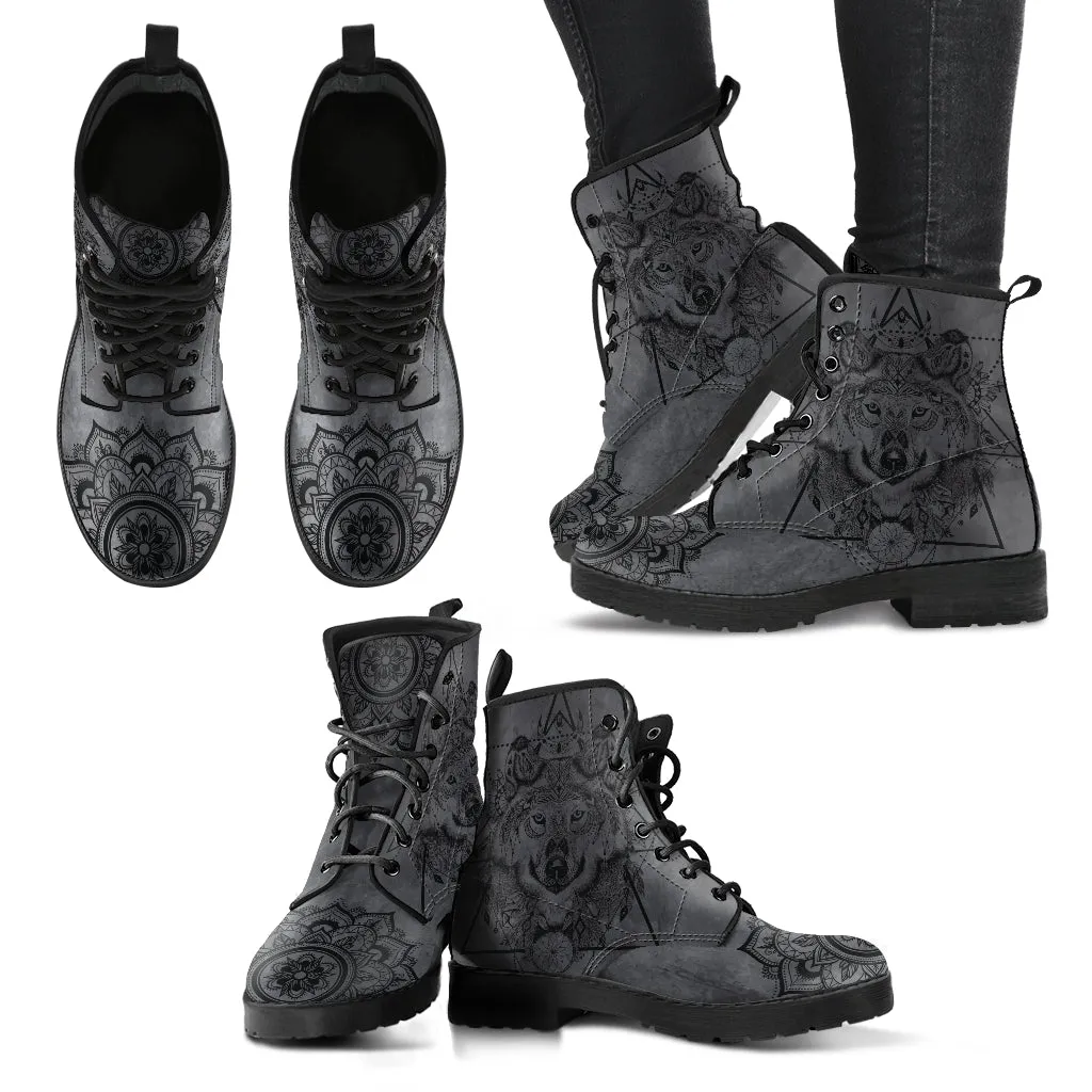 Gray Wolf Handcrafted Women's Vegan Leather Combat Boots