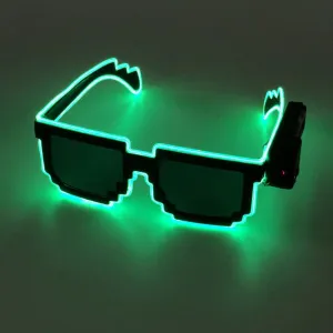 Green Light Up Pixel Meme Sunglasses