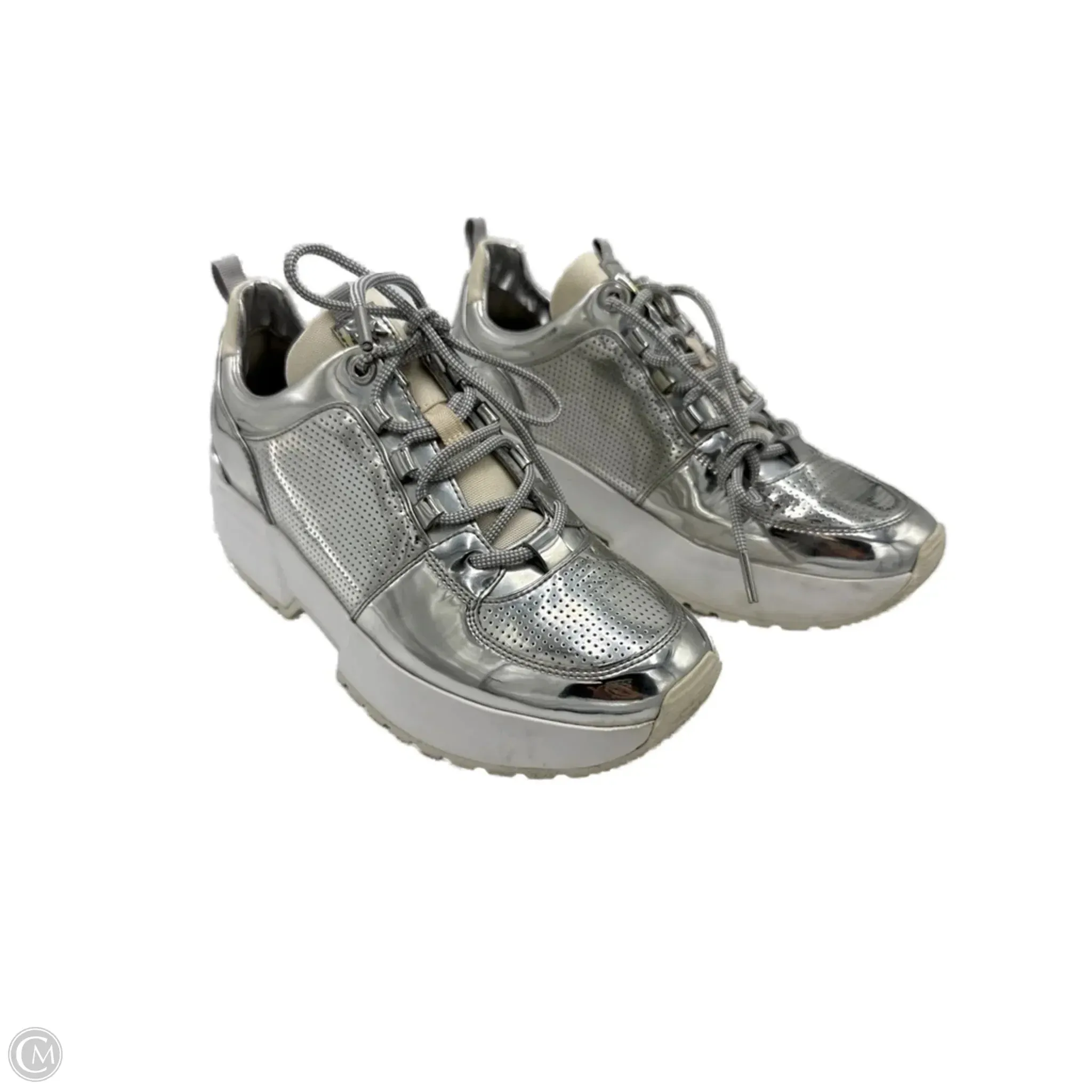 Shoes Designer By Michael Kors In Silver, Size: 10 Smooth zipper closure