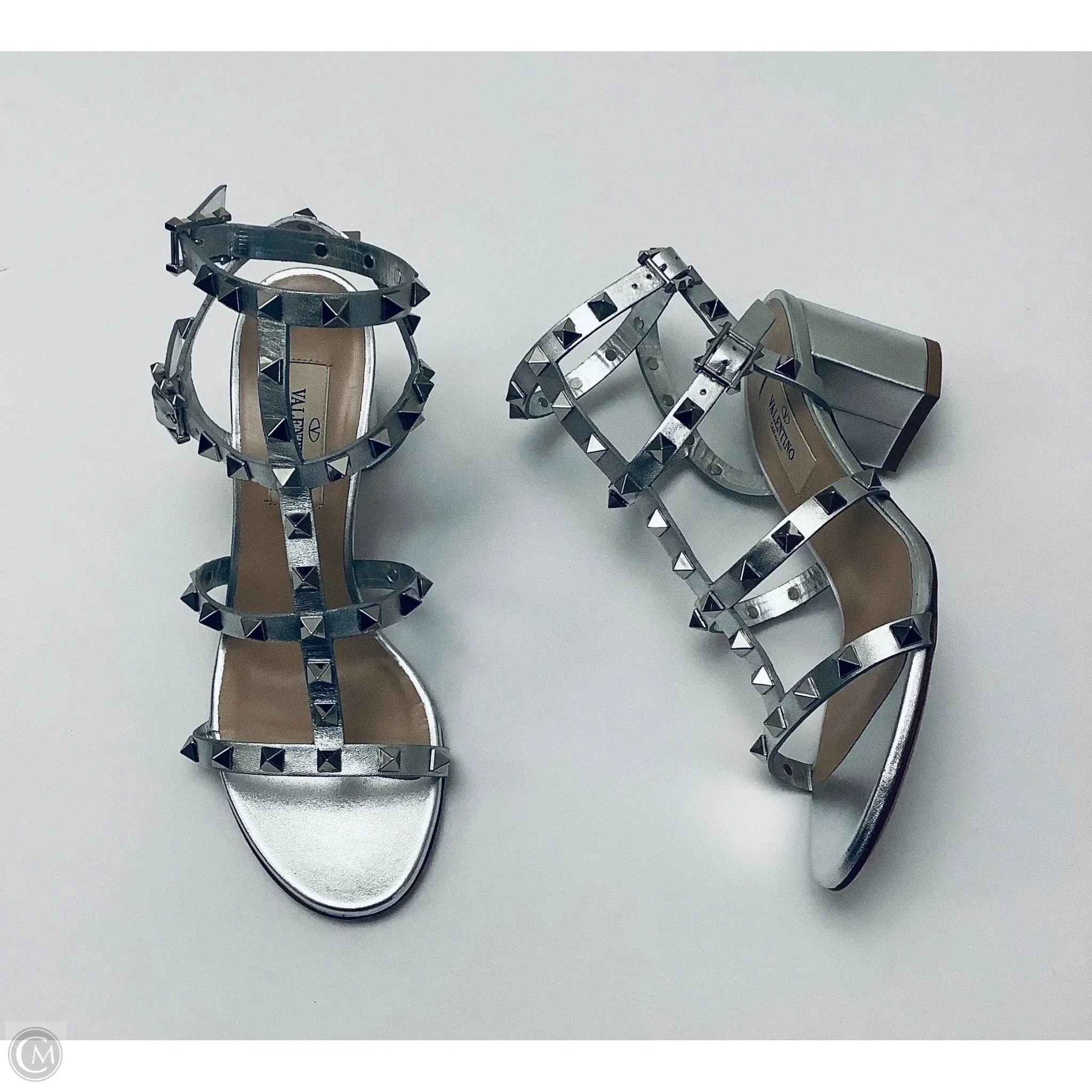 Eco Friendly Office Workers Shoes Luxury Designer By Valentino-garavani In Silver, Size: 5.5