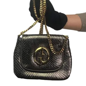 Gucci 1973 Crossbody Gold & Metallic Exotic Python Skin Bag