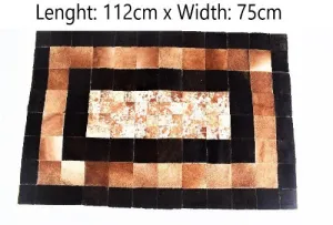 Handmade Cow Hide Patchwork Hair-On Fur Leather Rug , Genuine Animal Skin Leather Rug, Anti Slip Material On Back