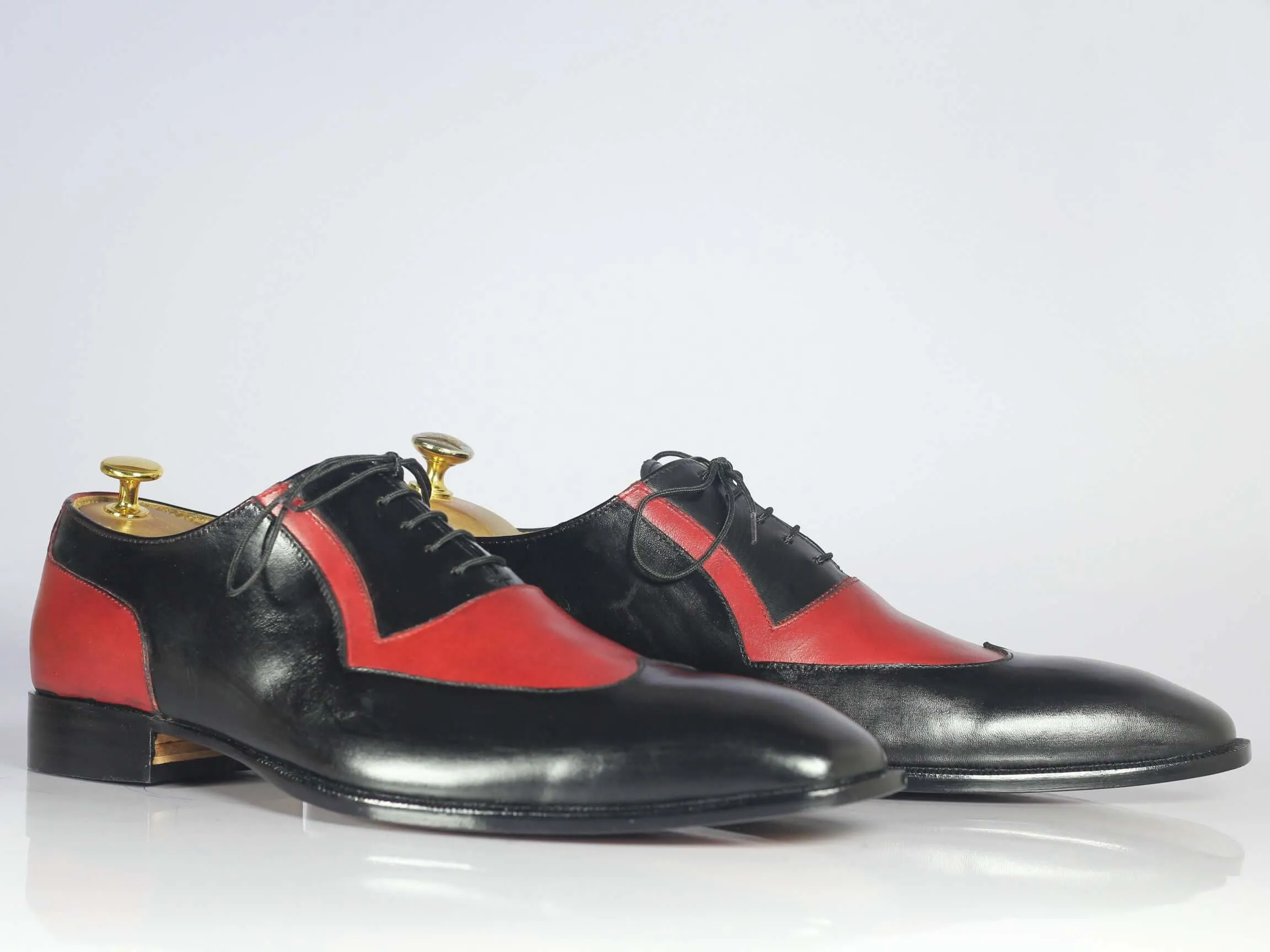 Handmade Men's Black Red Wing Tip Leather Lace Up Shoes, Men Designer Dress Formal Shoes