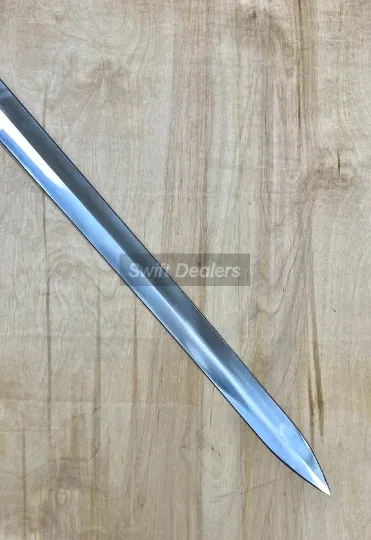 Handmade Templar Knights Sacred Holy Longsword Ornate Full Length Steel Replica Medieval Sword With Leather Sheath