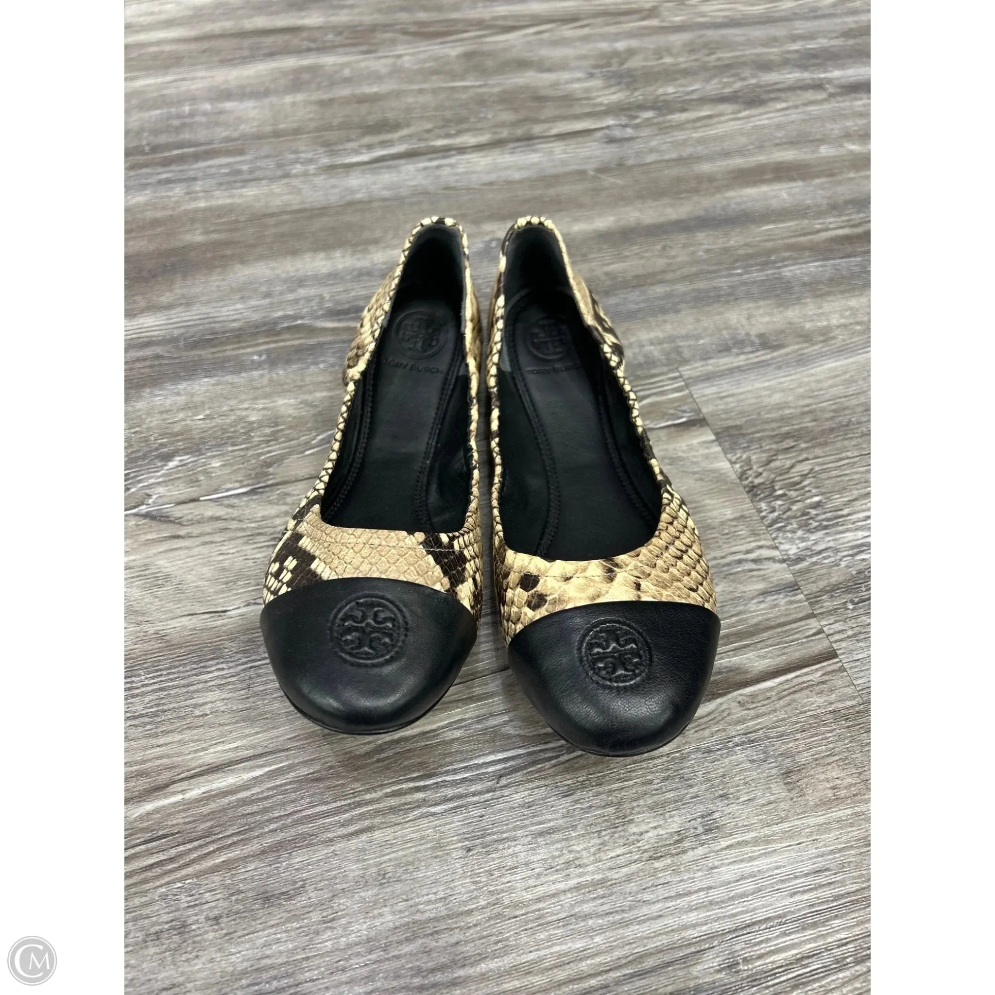 Comfort footbed Outfit Key Shoes Designer By Tory Burch In Snakeskin Print, Size: 6.5