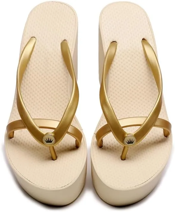 Heel Platform Flip Flops for Women, Womens Slip on Platform Sandals, Women Platform Wedge Slipper, Black