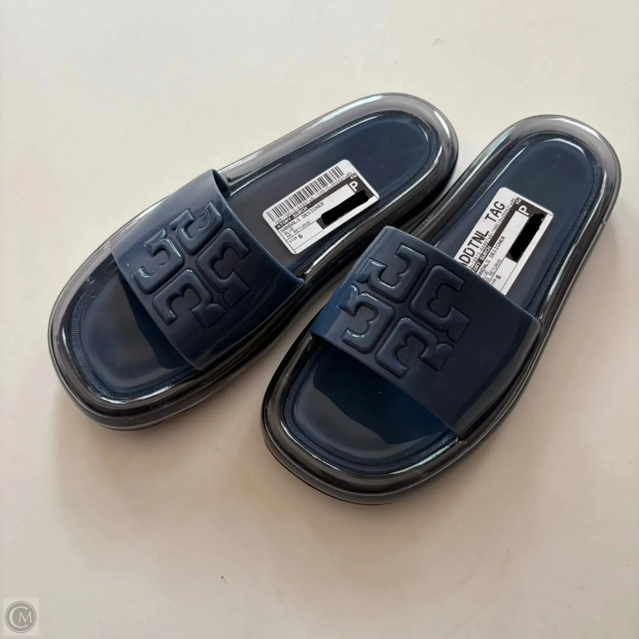 Breathable Upper Star Shine Sandals Designer By Tory Burch In Blue, Size: 6