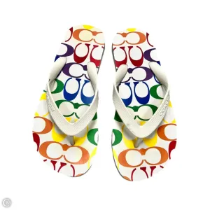 Sandals Designer By Coach In Rainbow Print, Size: 5/6 Ultra Light Construction Pair Quick