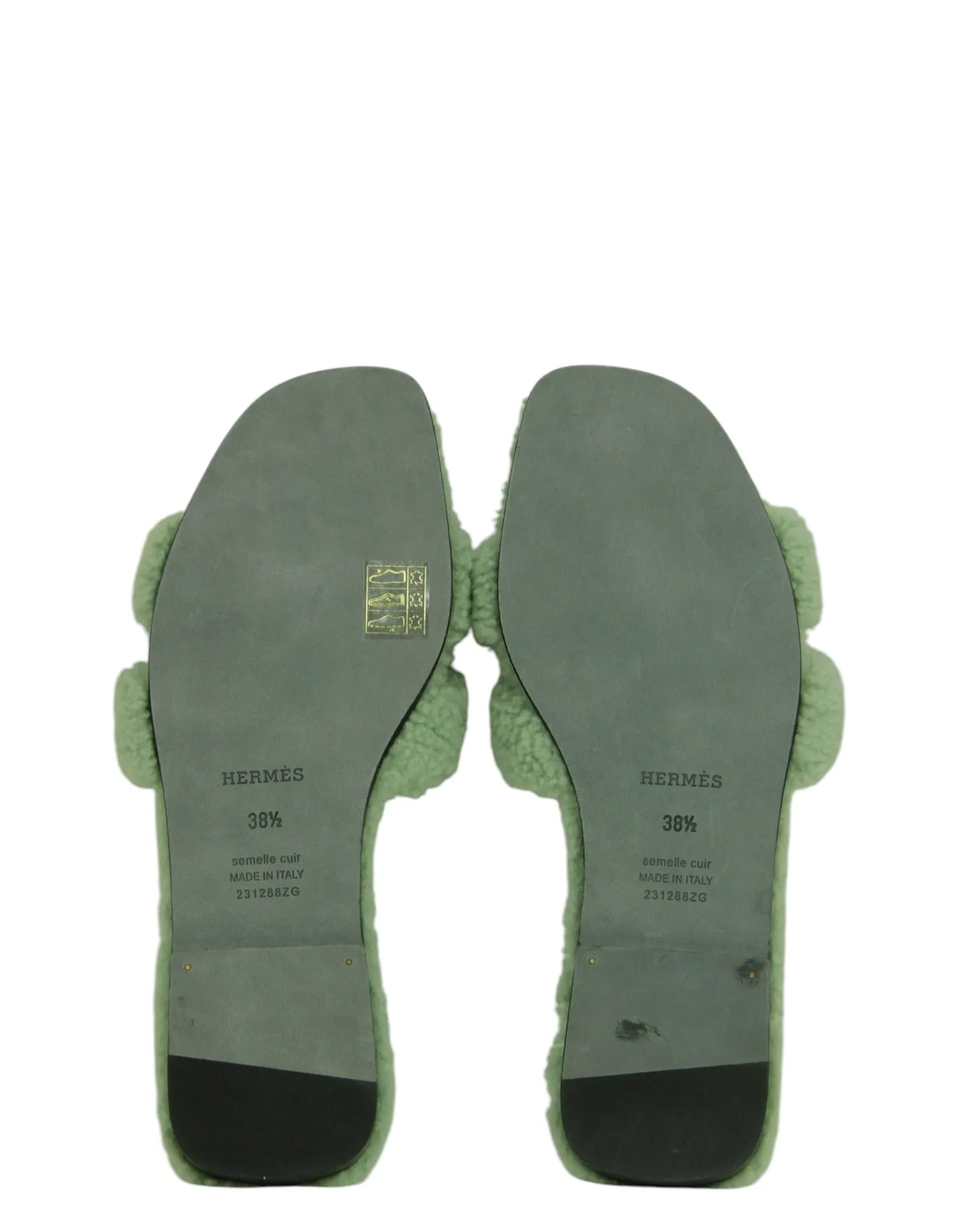 Hermes NEW Shearling Oran Slides 38.5