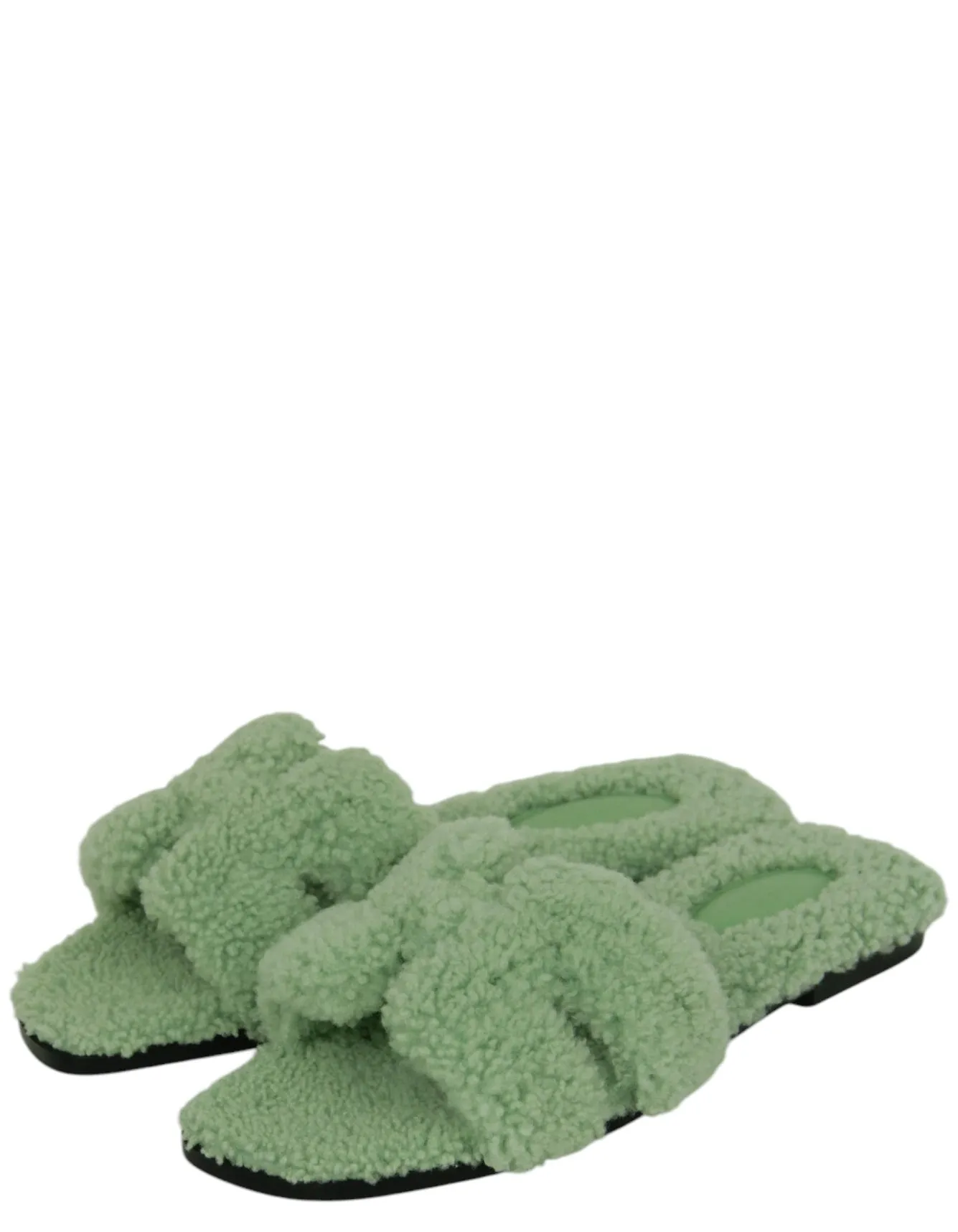 Hermes NEW Shearling Oran Slides 38.5