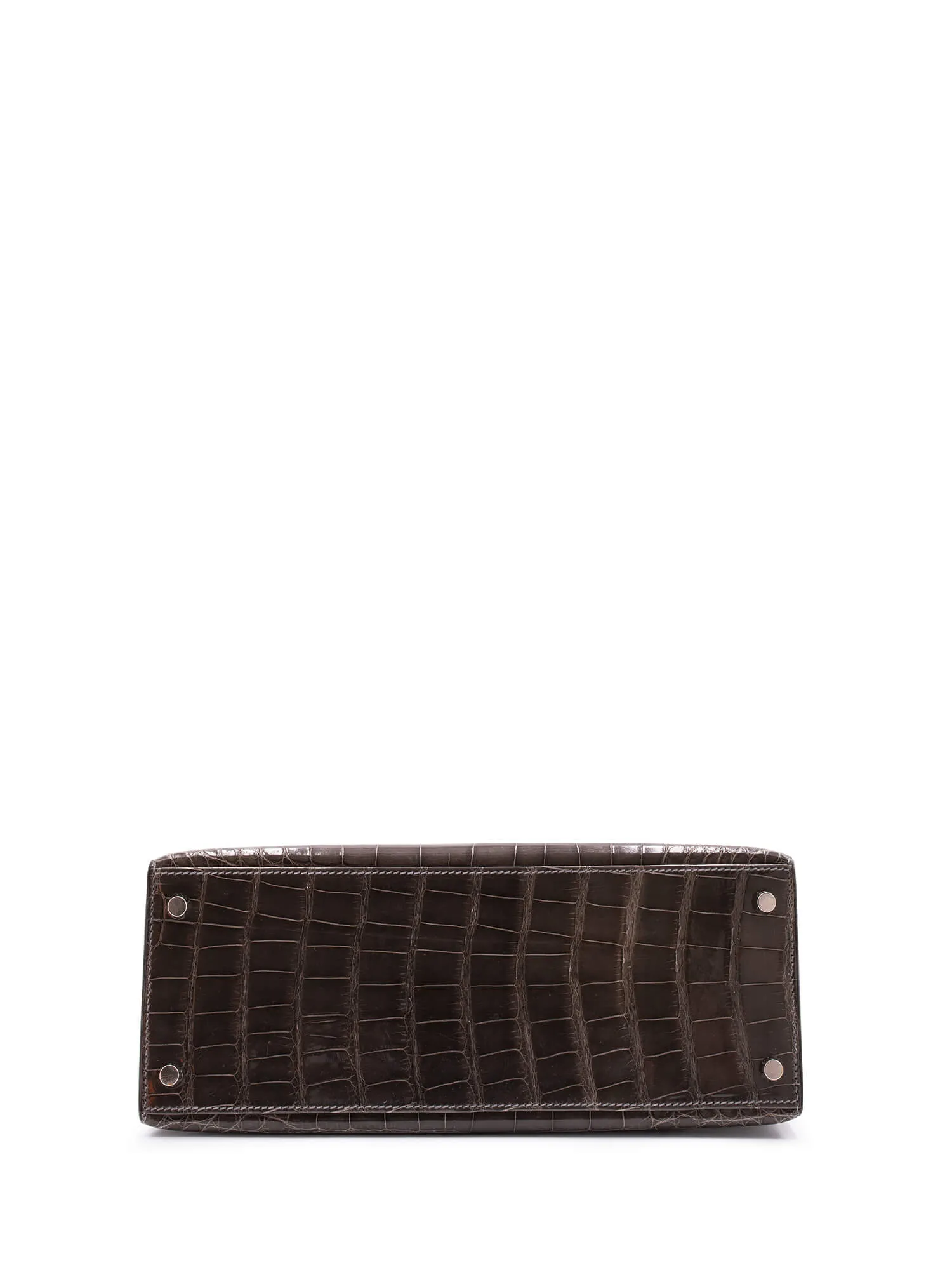 Hermes Shiny Alligator Lyn Clock Shoulder Bag Grey