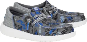 Hey Dude Kids Wally Funk Graffiti Mix (Little Kid/Big Kid) - Shoes for Kids - Textile Upper - Cotton Lining
