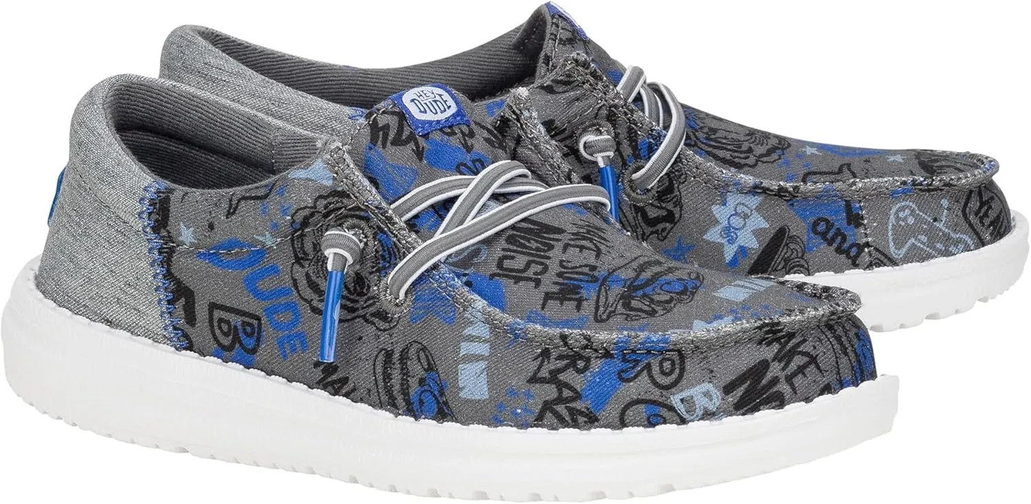 Hey Dude Kids Wally Funk Graffiti Mix (Little Kid/Big Kid) - Shoes for Kids - Textile Upper - Cotton Lining