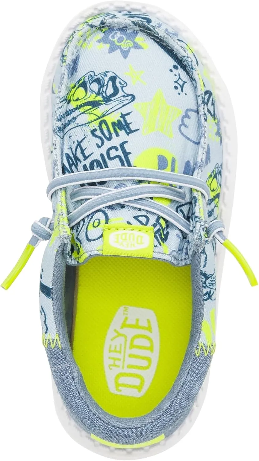 Hey Dude Kids Wally Funk Graffiti Mix (Toddler) - Shoes for Kids - Textile Upper - Breathable Cotton Lining