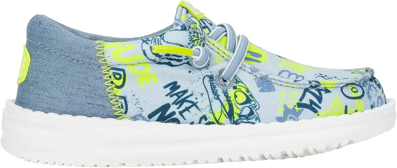 Hey Dude Kids Wally Funk Graffiti Mix (Toddler) - Shoes for Kids - Textile Upper - Breathable Cotton Lining