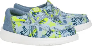 Hey Dude Kids Wally Funk Graffiti Mix (Toddler) - Shoes for Kids - Textile Upper - Breathable Cotton Lining