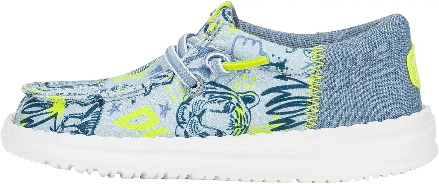 Hey Dude Kids Wally Funk Graffiti Mix (Toddler) - Shoes for Kids - Textile Upper - Breathable Cotton Lining