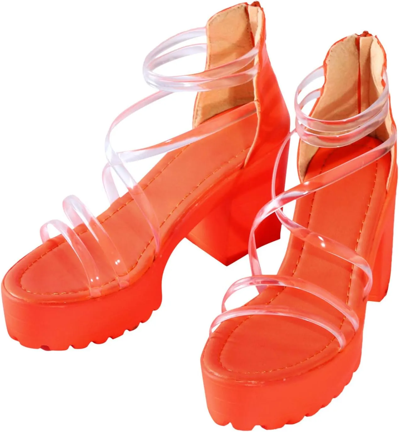 High Heel Sandals for Women Open Toe Strappy Ankle Strap Chunky Block Heel Wedding Shoes