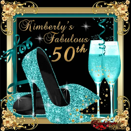 High Heels Backdrop, High Heels Birthday Backdrop, High Heel Shoe Stiletto Backdrop, Fabulous Birthday Backdrop, High Heels Glitter Teal