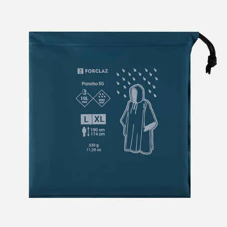Hiking rain poncho - forclaz mt 50 - 10 l - grey