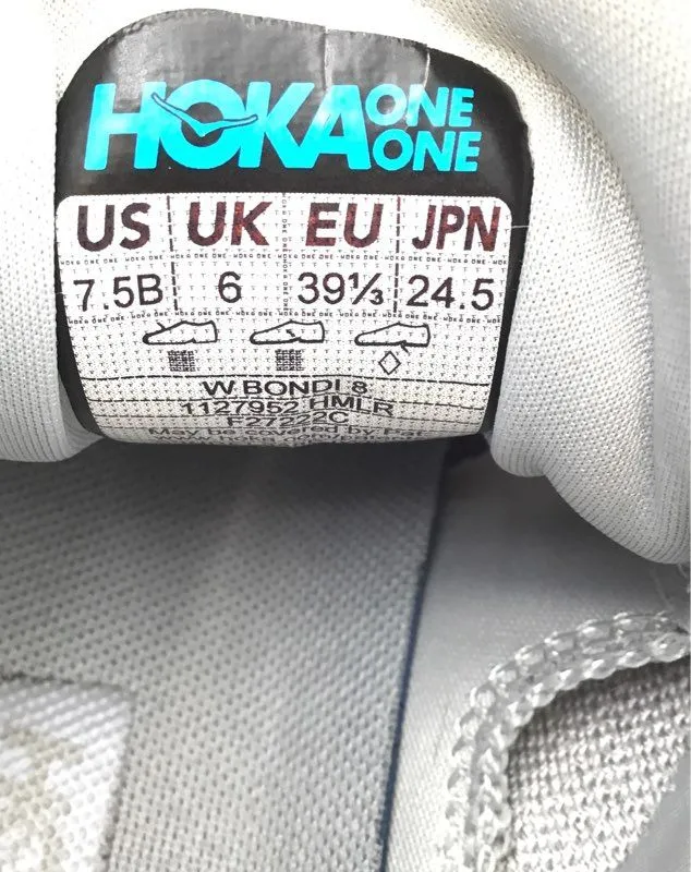 Hoka One One Women's Bondi 8 Gray Running Athletic Shoes - Size 7.5B