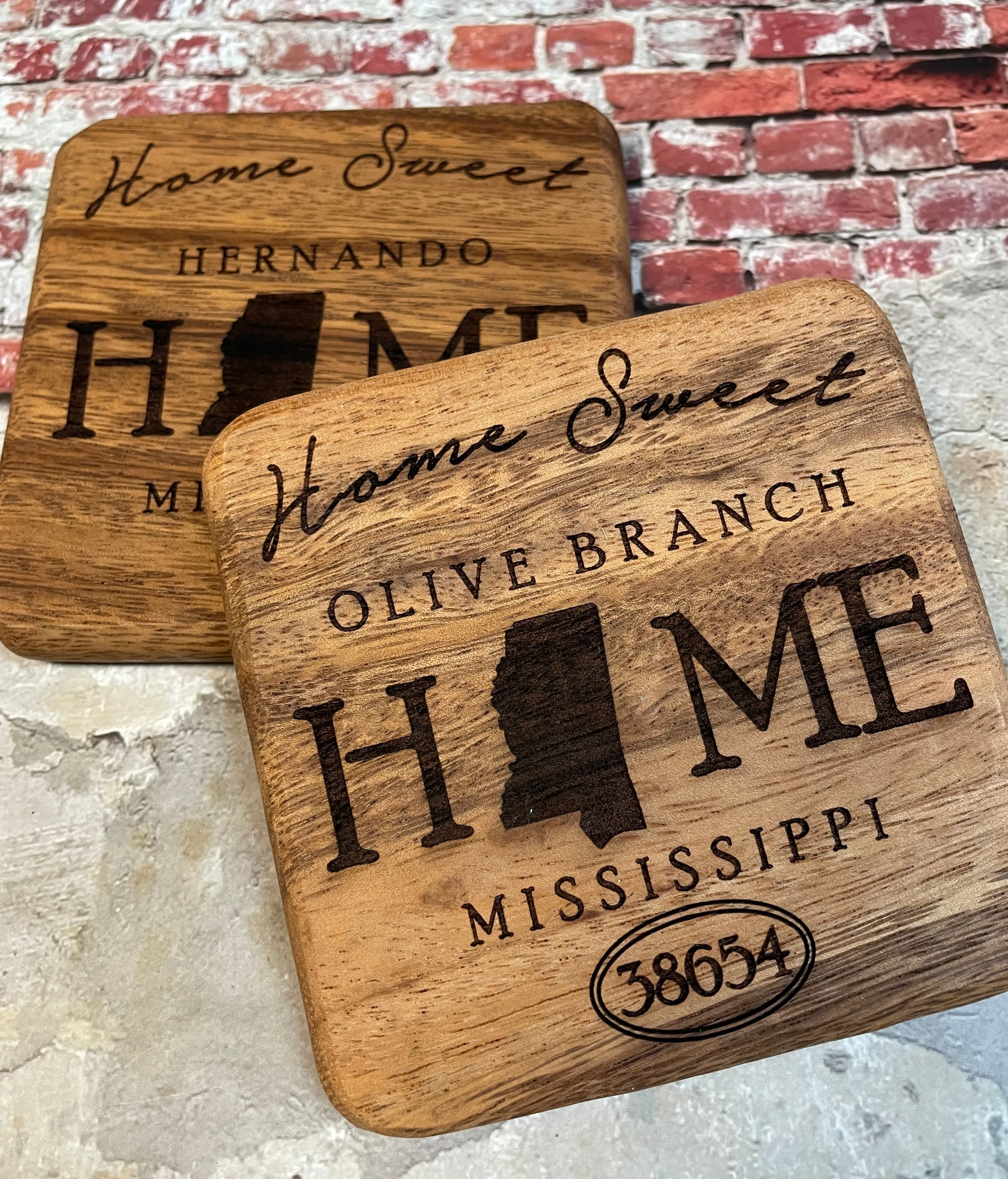 Home Sweet Home Coasters - Solid Walnut