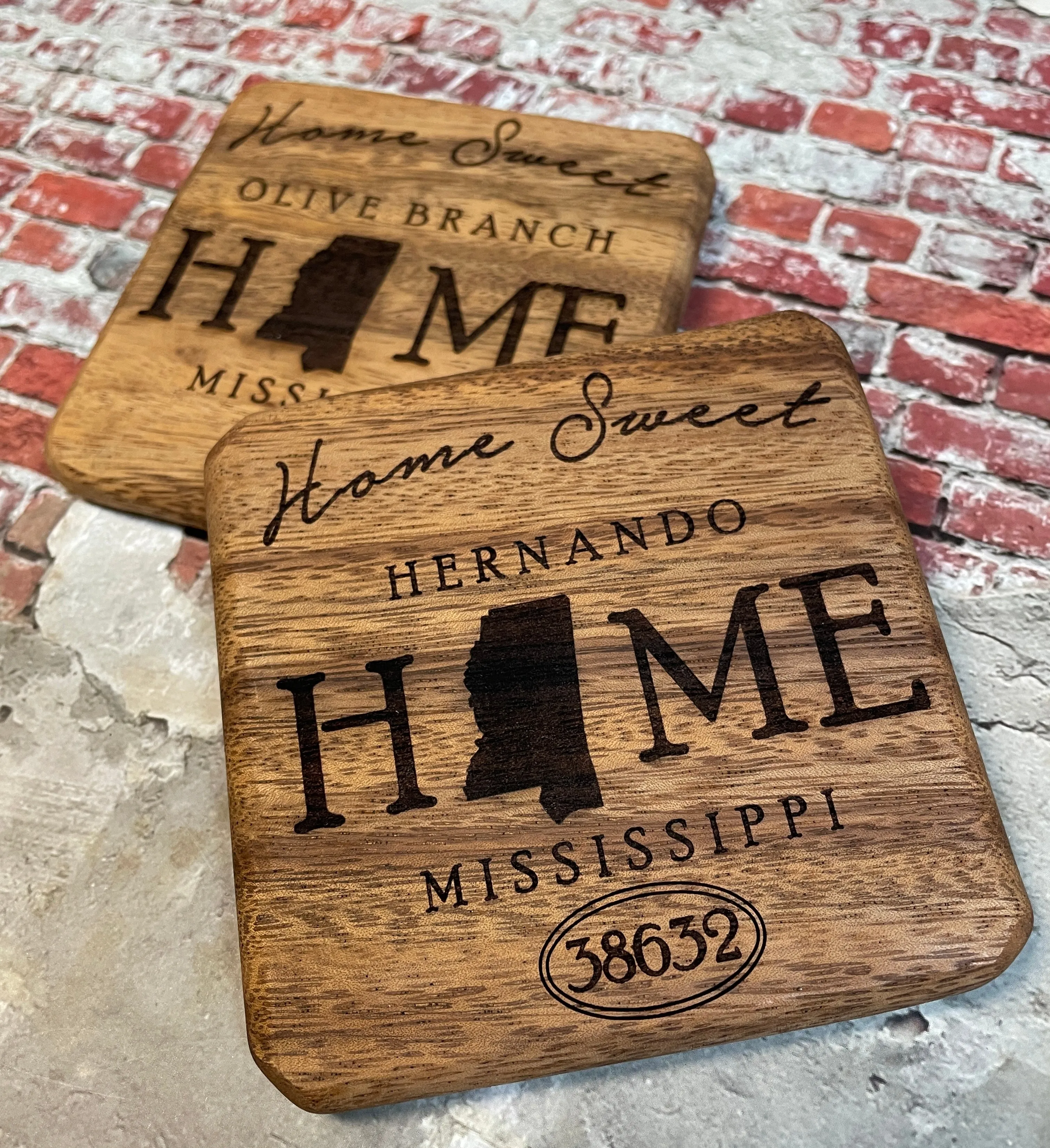 Home Sweet Home Coasters - Solid Walnut