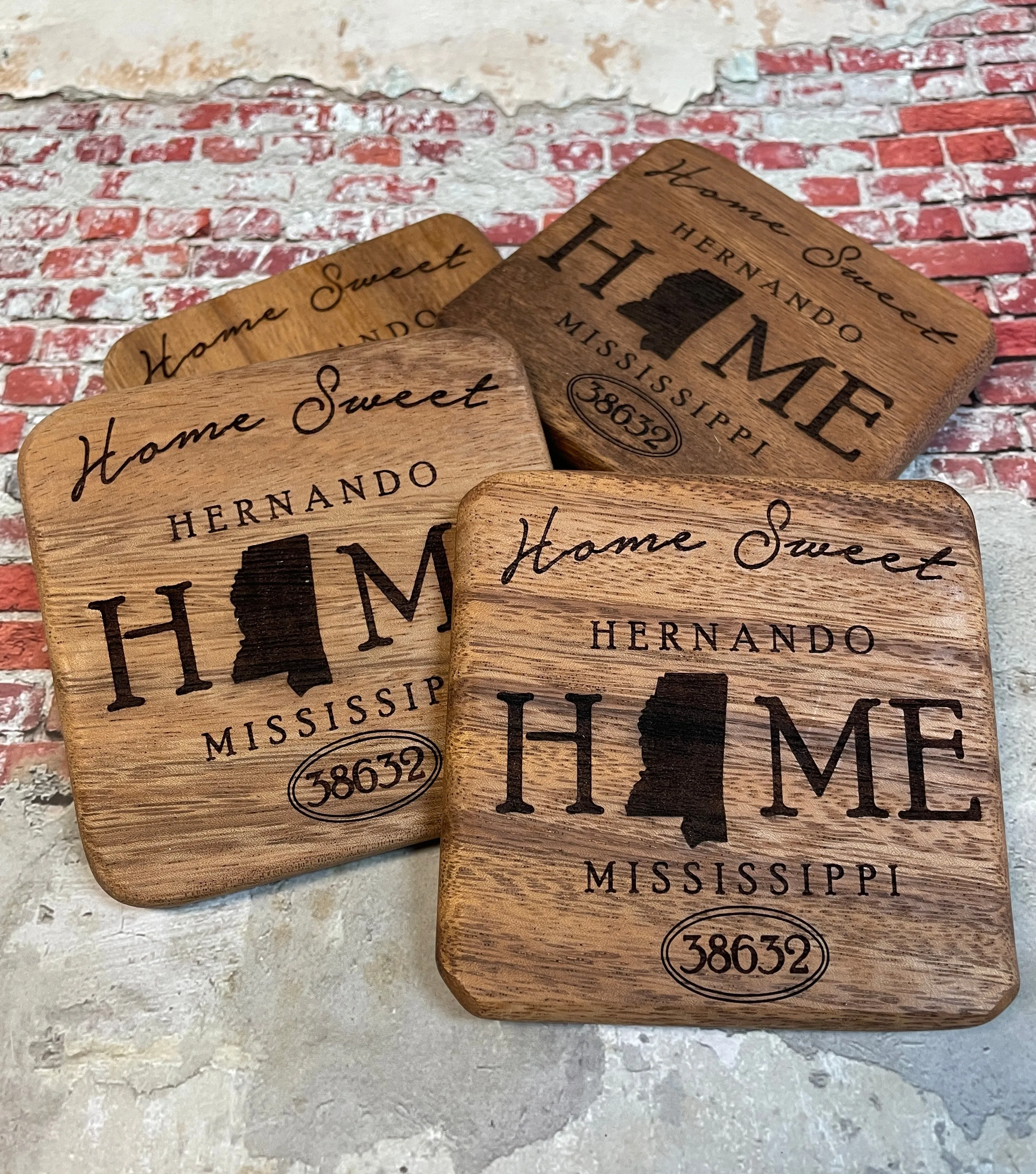 Home Sweet Home Coasters - Solid Walnut